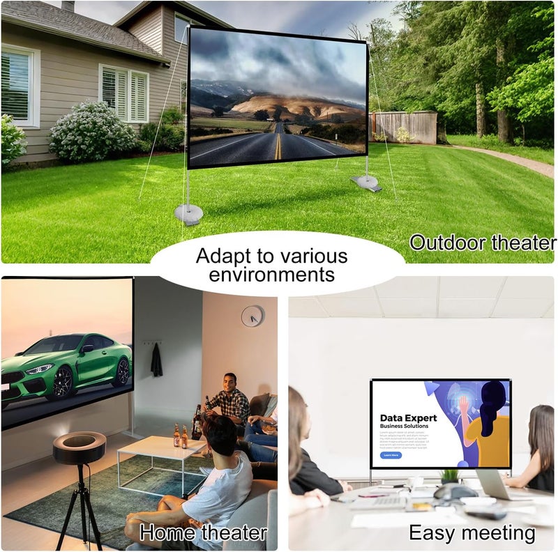 SKERELL Outdoor Projector Screen with Stand 100 Inch: Portable Projection Screen 16:10 4K HD Outdoor Movie Screen with Carry Bag for Home Backyard Theater - Image 5